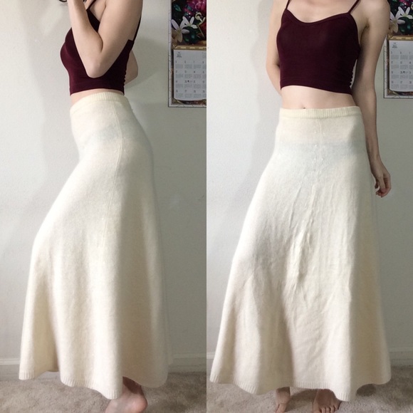 Vintage Lambswool Angora Rabbit Cream Maxi Skirt - Picture 3 of 8
